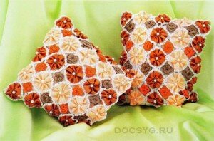 чехол на подушку в смешанной технике вязания